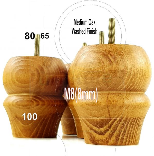 4x SOLID WOODEN FURNITURE LEGS M8(8mm) CHAIR REPLACEMENT BUN FEET 100mm HIGH - Image 16