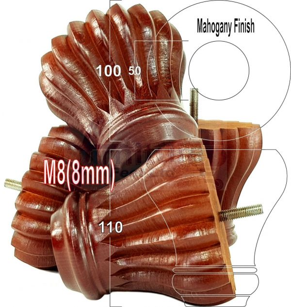 4x SOLID WOODEN FURNITURE LEGS M8(8mm) CHAIR REPLACEMENT BUN FEET 110mm HIGH - Image 22