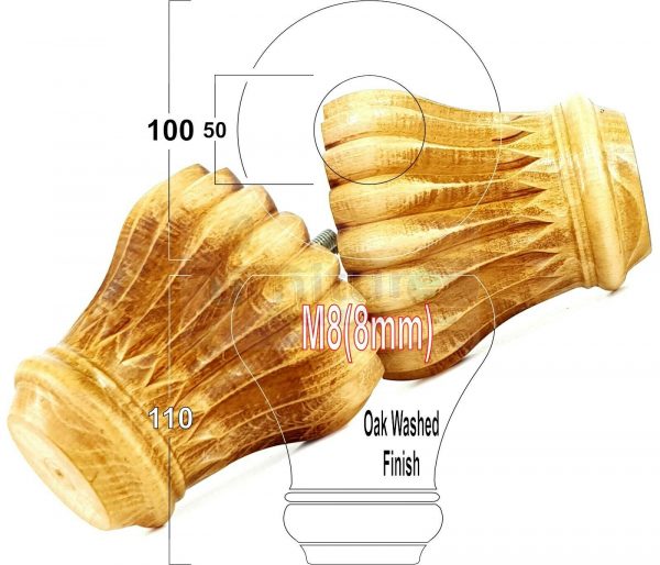 4x SOLID WOODEN FURNITURE LEGS M8(8mm) CHAIR REPLACEMENT BUN FEET 110mm HIGH - Image 29