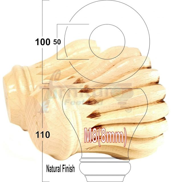 4x SOLID WOODEN FURNITURE LEGS M8(8mm) CHAIR REPLACEMENT BUN FEET 110mm HIGH - Image 26