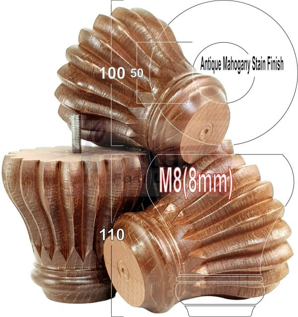 4x SOLID WOODEN FURNITURE LEGS M8(8mm) CHAIR REPLACEMENT BUN FEET 110mm HIGH - Image 37