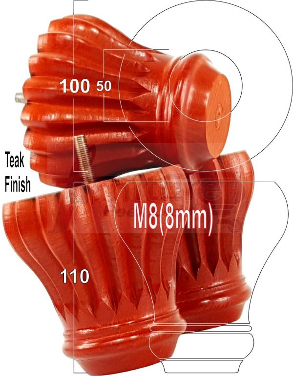 4x SOLID WOODEN FURNITURE LEGS M8(8mm) CHAIR REPLACEMENT BUN FEET 110mm HIGH - Image 33