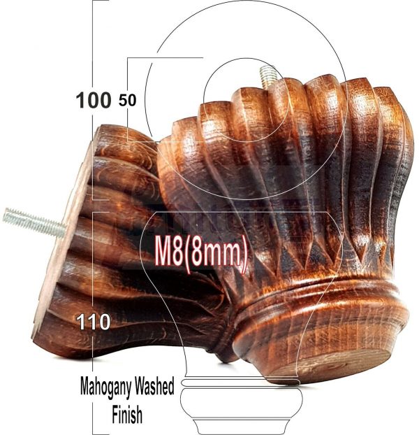4x SOLID WOODEN FURNITURE LEGS M8(8mm) CHAIR REPLACEMENT BUN FEET 110mm HIGH - Image 24