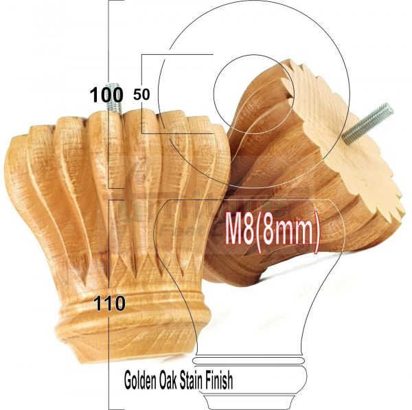 4x SOLID WOODEN FURNITURE LEGS M8(8mm) CHAIR REPLACEMENT BUN FEET 110mm HIGH - Image 21