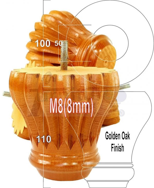4x SOLID WOODEN FURNITURE LEGS M8(8mm) CHAIR REPLACEMENT BUN FEET 110mm HIGH - Image 20