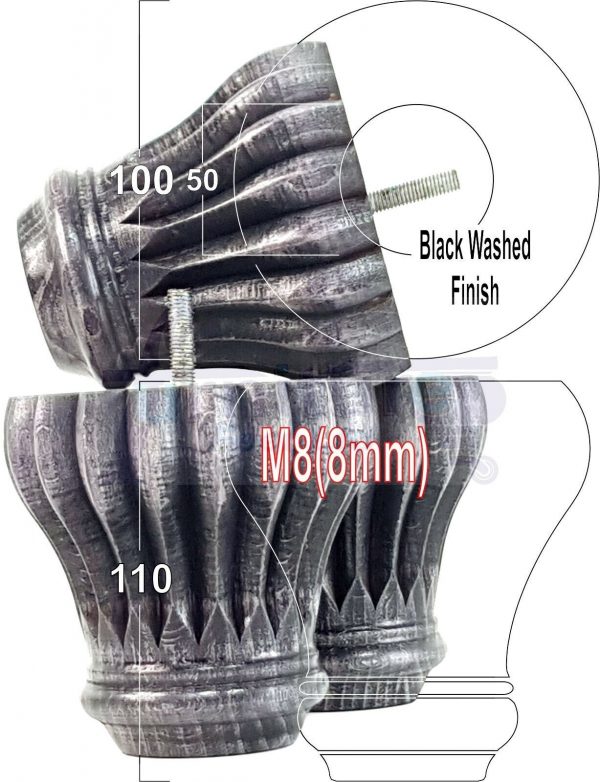 4x SOLID WOODEN FURNITURE LEGS M8(8mm) CHAIR REPLACEMENT BUN FEET 110mm HIGH - Image 15