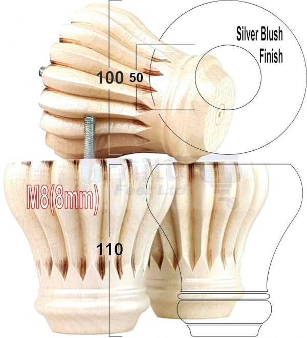 4x SOLID WOODEN FURNITURE LEGS M8(8mm) CHAIR REPLACEMENT BUN FEET 110mm HIGH - Image 39