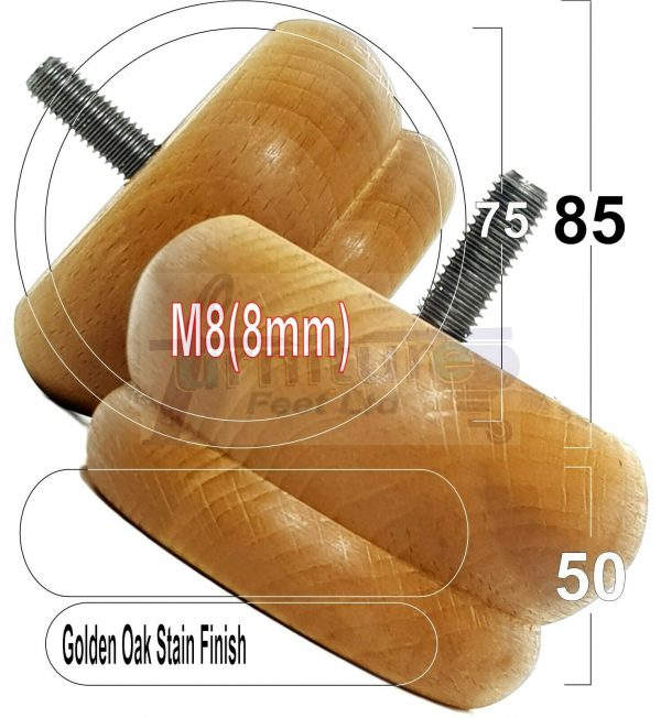4x SOLID WOODEN FURNITURE LEGS M8(8mm) CHAIR REPLACEMENT BUN FEET 50mm HIGH - Image 22