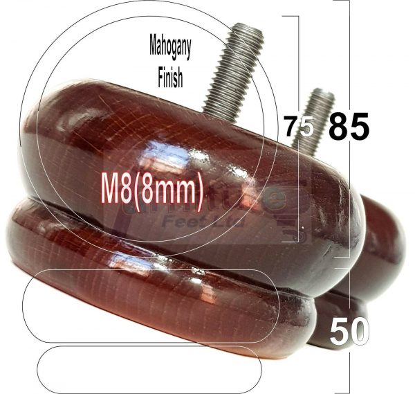 4x SOLID WOODEN FURNITURE LEGS M8(8mm) CHAIR REPLACEMENT BUN FEET 50mm HIGH - Image 23