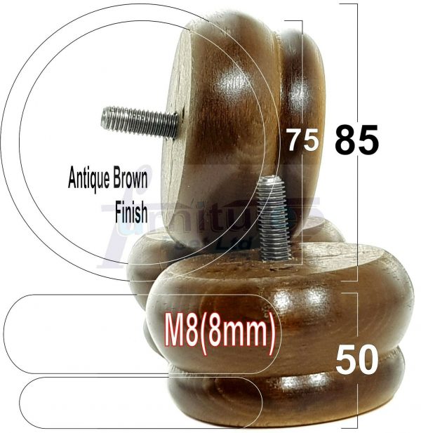 4x SOLID WOODEN FURNITURE LEGS M8(8mm) CHAIR REPLACEMENT BUN FEET 50mm HIGH - Image 13
