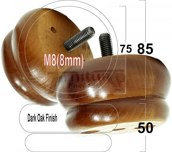 4x SOLID WOODEN FURNITURE LEGS M8(8mm) CHAIR REPLACEMENT BUN FEET 50mm HIGH - Image 17