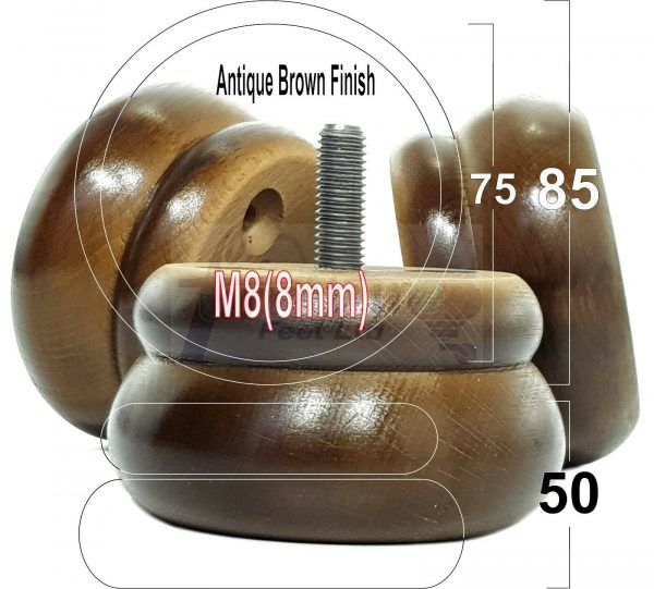 4x SOLID WOODEN FURNITURE LEGS M8(8mm) CHAIR REPLACEMENT BUN FEET 50mm HIGH - Image 12