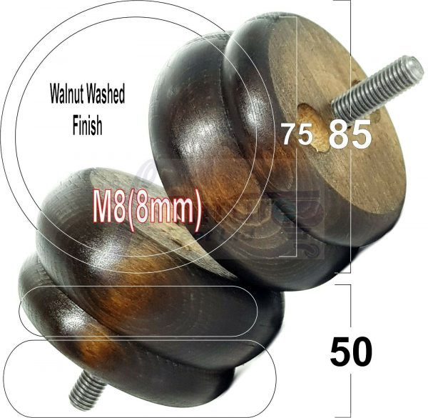 4x SOLID WOODEN FURNITURE LEGS M8(8mm) CHAIR REPLACEMENT BUN FEET 50mm HIGH - Image 18