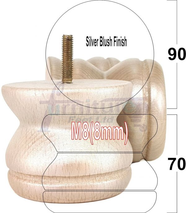 4x SOLID WOODEN FURNITURE LEGS M8(8mm) CHAIR REPLACEMENT BUN FEET 70mm HIGH - Image 38