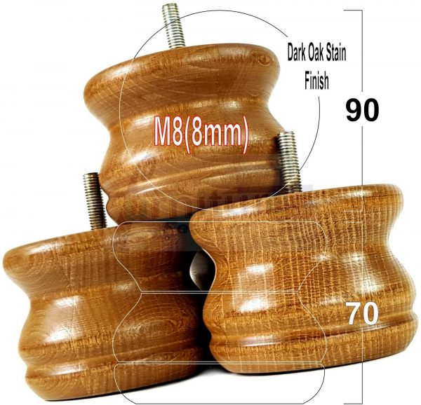4x SOLID WOODEN FURNITURE LEGS M8(8mm) CHAIR REPLACEMENT BUN FEET 70mm HIGH - Image 29