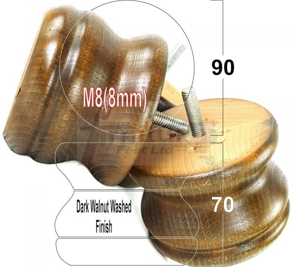 4x SOLID WOODEN FURNITURE LEGS M8(8mm) CHAIR REPLACEMENT BUN FEET 70mm HIGH - Image 17