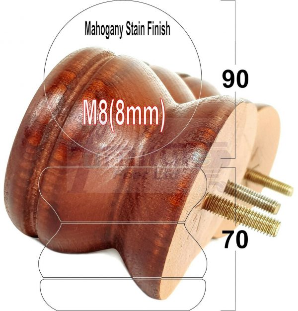 4x SOLID WOODEN FURNITURE LEGS M8(8mm) CHAIR REPLACEMENT BUN FEET 70mm HIGH - Image 22