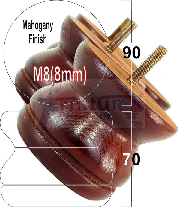 4x SOLID WOODEN FURNITURE LEGS M8(8mm) CHAIR REPLACEMENT BUN FEET 70mm HIGH - Image 21