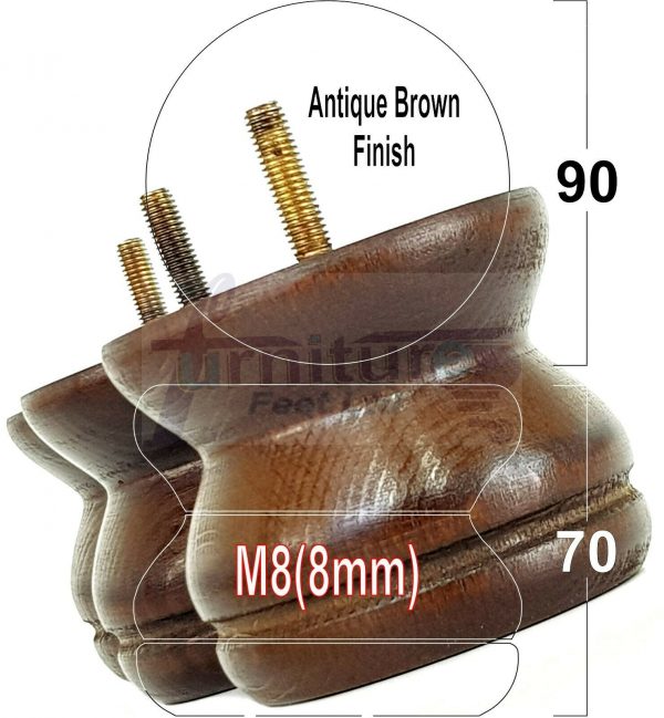 4x SOLID WOODEN FURNITURE LEGS M8(8mm) CHAIR REPLACEMENT BUN FEET 70mm HIGH - Image 11