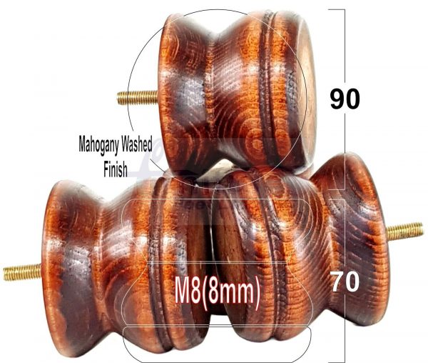 4x SOLID WOODEN FURNITURE LEGS M8(8mm) CHAIR REPLACEMENT BUN FEET 70mm HIGH - Image 23