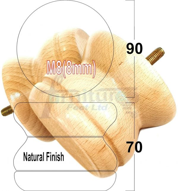 4x SOLID WOODEN FURNITURE LEGS M8(8mm) CHAIR REPLACEMENT BUN FEET 70mm HIGH - Image 25