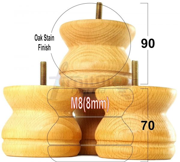 4x SOLID WOODEN FURNITURE LEGS M8(8mm) CHAIR REPLACEMENT BUN FEET 70mm HIGH - Image 27