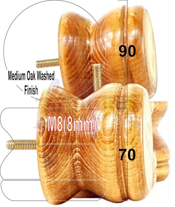 4x SOLID WOODEN FURNITURE LEGS M8(8mm) CHAIR REPLACEMENT BUN FEET 70mm HIGH - Image 24