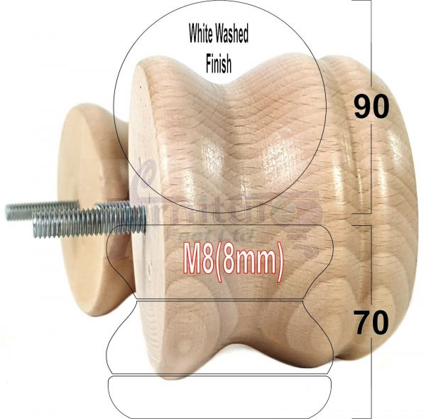4x SOLID WOODEN FURNITURE LEGS M8(8mm) CHAIR REPLACEMENT BUN FEET 70mm HIGH - Image 34