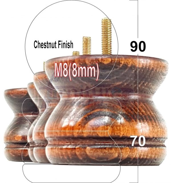 4x SOLID WOODEN FURNITURE LEGS M8(8mm) CHAIR REPLACEMENT BUN FEET 70mm HIGH - Image 39