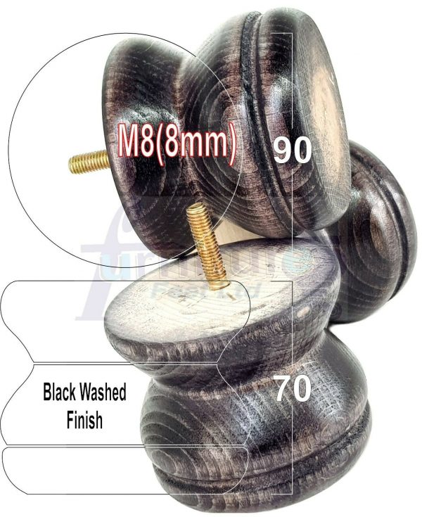 4x SOLID WOODEN FURNITURE LEGS M8(8mm) CHAIR REPLACEMENT BUN FEET 70mm HIGH - Image 14