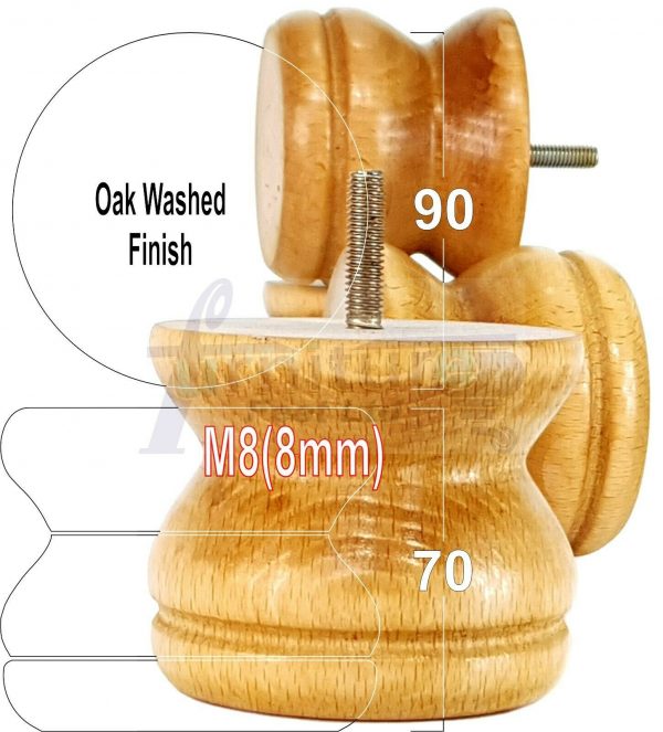 4x SOLID WOODEN FURNITURE LEGS M8(8mm) CHAIR REPLACEMENT BUN FEET 70mm HIGH - Image 28