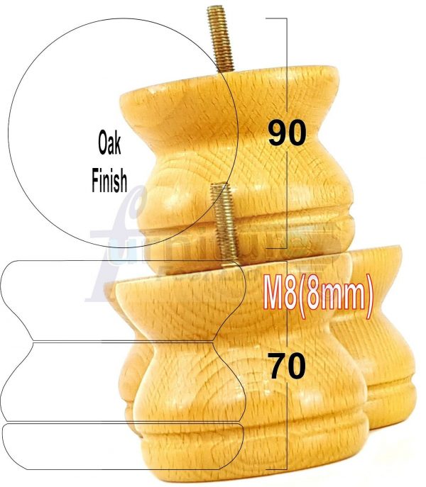 4x SOLID WOODEN FURNITURE LEGS M8(8mm) CHAIR REPLACEMENT BUN FEET 70mm HIGH - Image 26