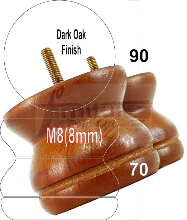 4x SOLID WOODEN FURNITURE LEGS M8(8mm) CHAIR REPLACEMENT BUN FEET 70mm HIGH - Image 15