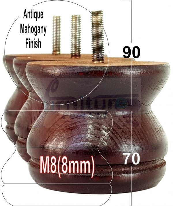 4x SOLID WOODEN FURNITURE LEGS M8(8mm) CHAIR REPLACEMENT BUN FEET 70mm HIGH - Image 35