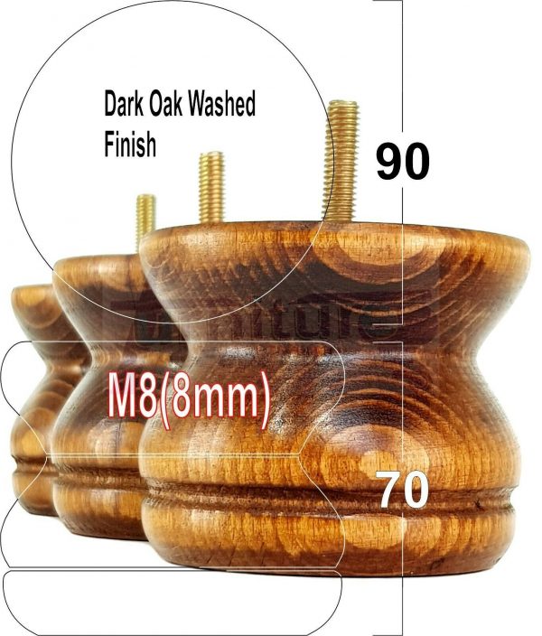 4x SOLID WOODEN FURNITURE LEGS M8(8mm) CHAIR REPLACEMENT BUN FEET 70mm HIGH - Image 16