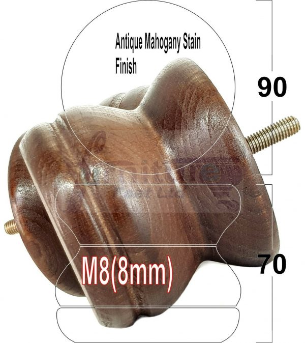 4x SOLID WOODEN FURNITURE LEGS M8(8mm) CHAIR REPLACEMENT BUN FEET 70mm HIGH - Image 36