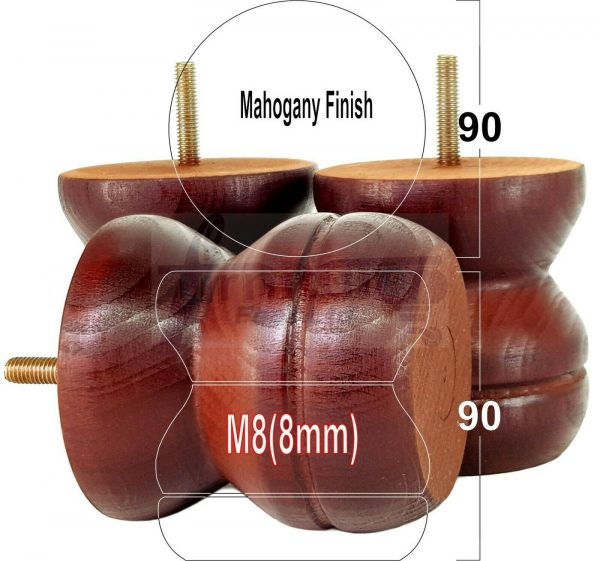 4x SOLID WOODEN FURNITURE LEGS M8(8mm) CHAIR REPLACEMENT BUN FEET 90mm HIGH - Image 16