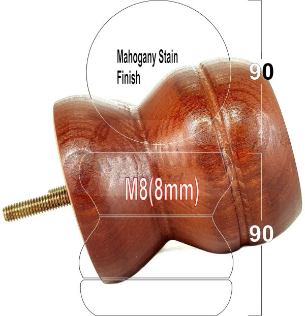 4x SOLID WOODEN FURNITURE LEGS M8(8mm) CHAIR REPLACEMENT BUN FEET 90mm HIGH - Image 17