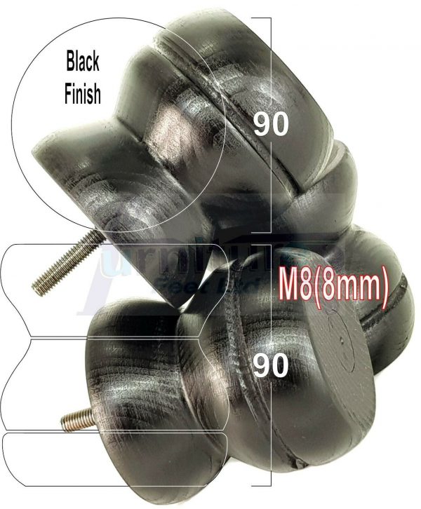 4x SOLID WOODEN FURNITURE LEGS M8(8mm) CHAIR REPLACEMENT BUN FEET 90mm HIGH - Image 8