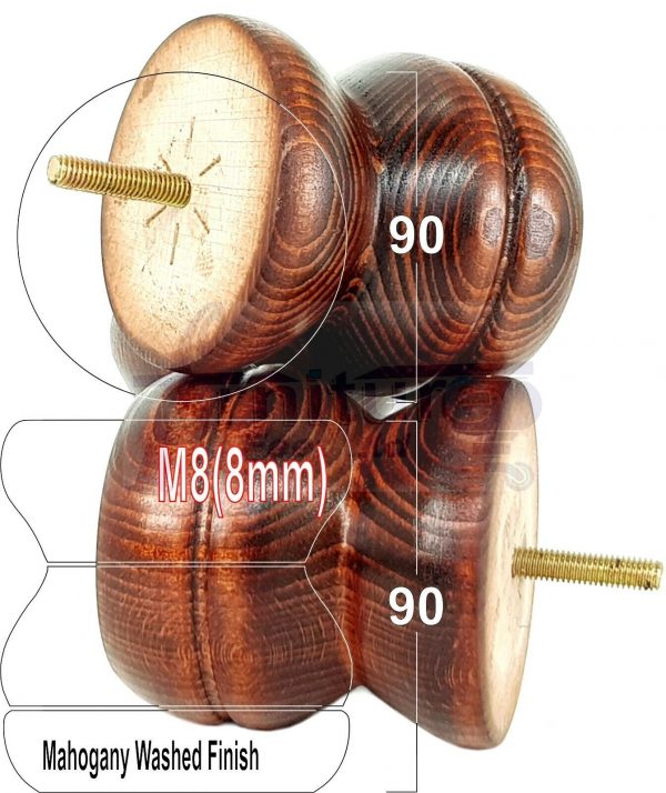 4x SOLID WOODEN FURNITURE LEGS M8(8mm) CHAIR REPLACEMENT BUN FEET 90mm HIGH - Image 18