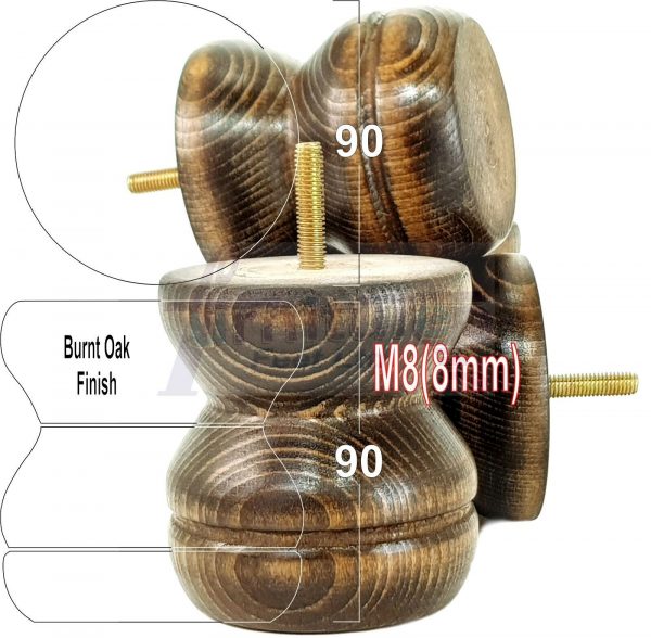 4x SOLID WOODEN FURNITURE LEGS M8(8mm) CHAIR REPLACEMENT BUN FEET 90mm HIGH - Image 35