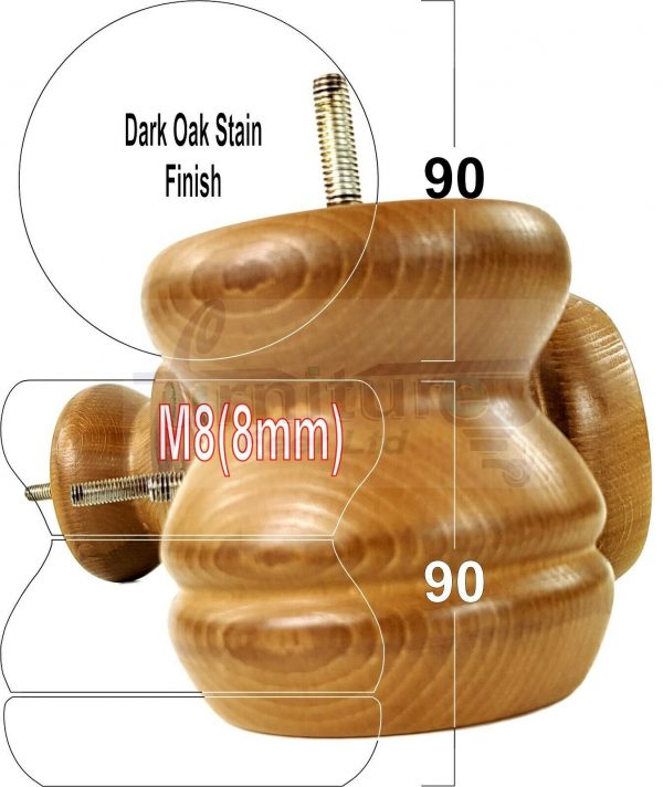 4x SOLID WOODEN FURNITURE LEGS M8(8mm) CHAIR REPLACEMENT BUN FEET 90mm HIGH - Image 24