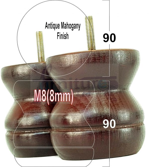 4x SOLID WOODEN FURNITURE LEGS M8(8mm) CHAIR REPLACEMENT BUN FEET 90mm HIGH - Image 30