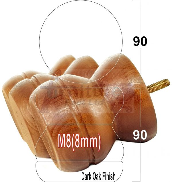 4x SOLID WOODEN FURNITURE LEGS M8(8mm) CHAIR REPLACEMENT BUN FEET 90mm HIGH - Image 10