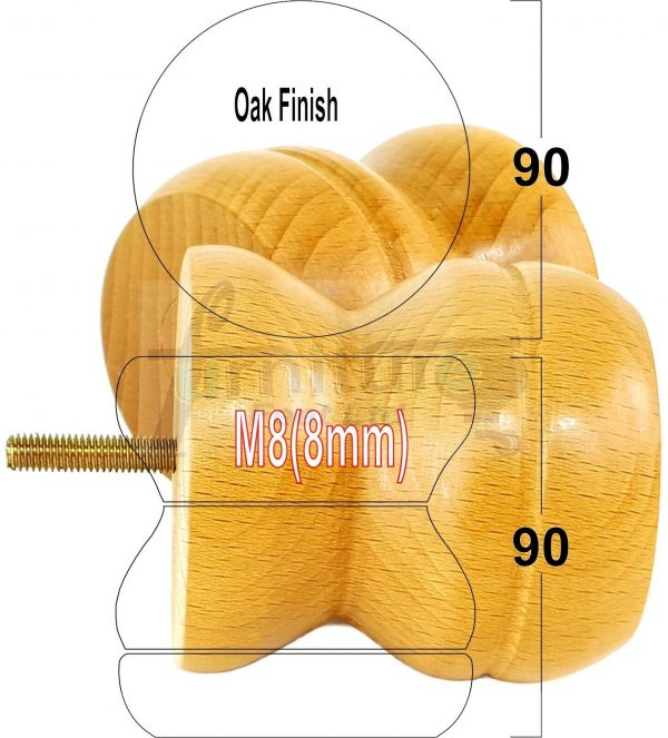 4x SOLID WOODEN FURNITURE LEGS M8(8mm) CHAIR REPLACEMENT BUN FEET 90mm HIGH - Image 21