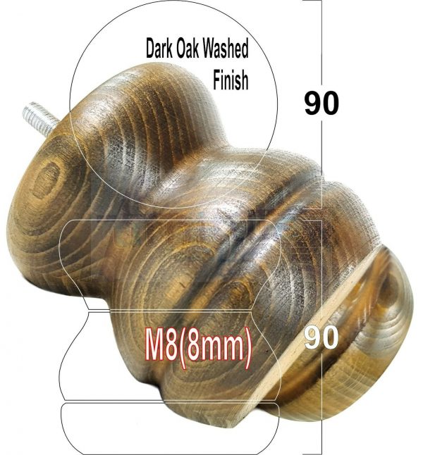 4x SOLID WOODEN FURNITURE LEGS M8(8mm) CHAIR REPLACEMENT BUN FEET 90mm HIGH - Image 12