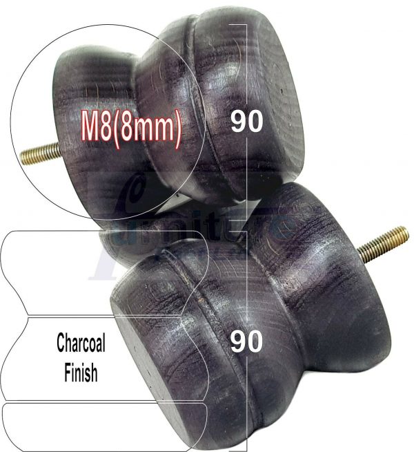 4x SOLID WOODEN FURNITURE LEGS M8(8mm) CHAIR REPLACEMENT BUN FEET 90mm HIGH - Image 32
