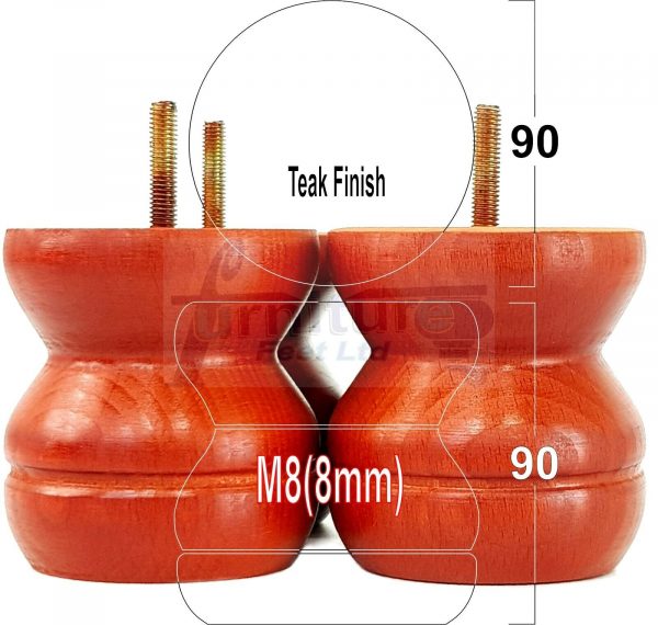4x SOLID WOODEN FURNITURE LEGS M8(8mm) CHAIR REPLACEMENT BUN FEET 90mm HIGH - Image 27