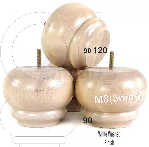 4x SOLID WOODEN FURNITURE LEGS M8(8mm) CHAIR REPLACEMENT BUN FEET 90mm HIGH - Image 31