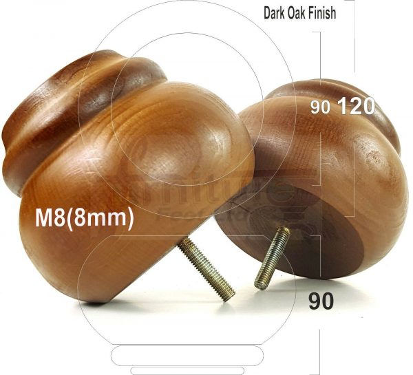 4x SOLID WOODEN FURNITURE LEGS M8(8mm) CHAIR REPLACEMENT BUN FEET 90mm HIGH - Image 12
